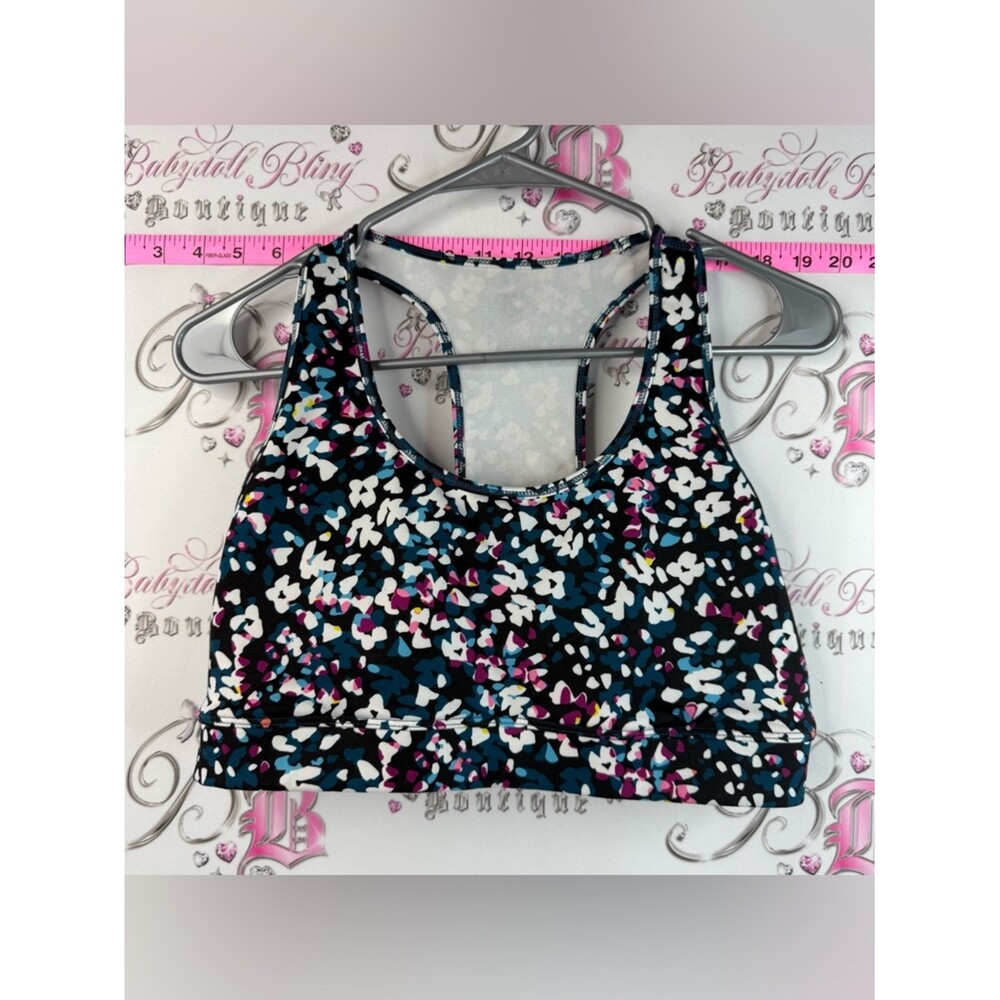 GAP Racerback Sports Bra Top/Swimsuit Teal, Magenta and White Floral-Print